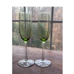 Vintage Green Fluted Champagne Tuscany Harvest by Lenox Set of 2 9 1/4"
